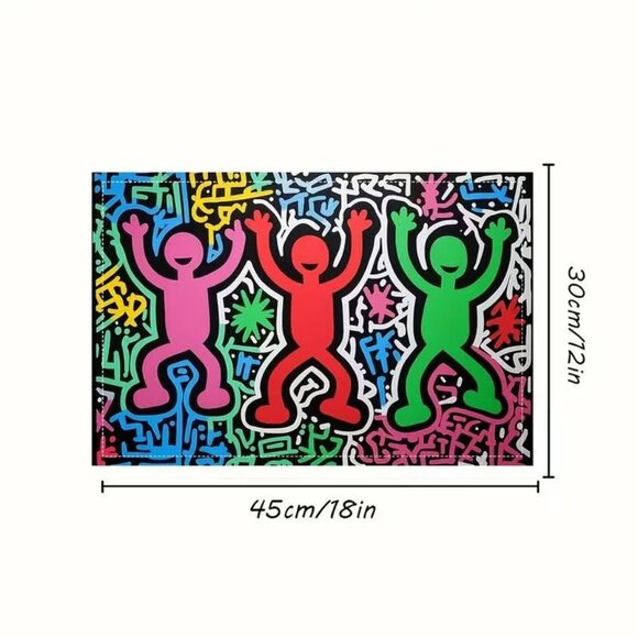 Keith Haring Pop Art Placemats, 4pcs, Fashion Print Pattern Table Mat. - Picture 6 of 6